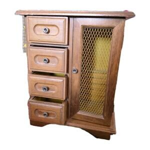 Vintage London Musical Wooden Jewelry Box MCM Necklace Ring Organization